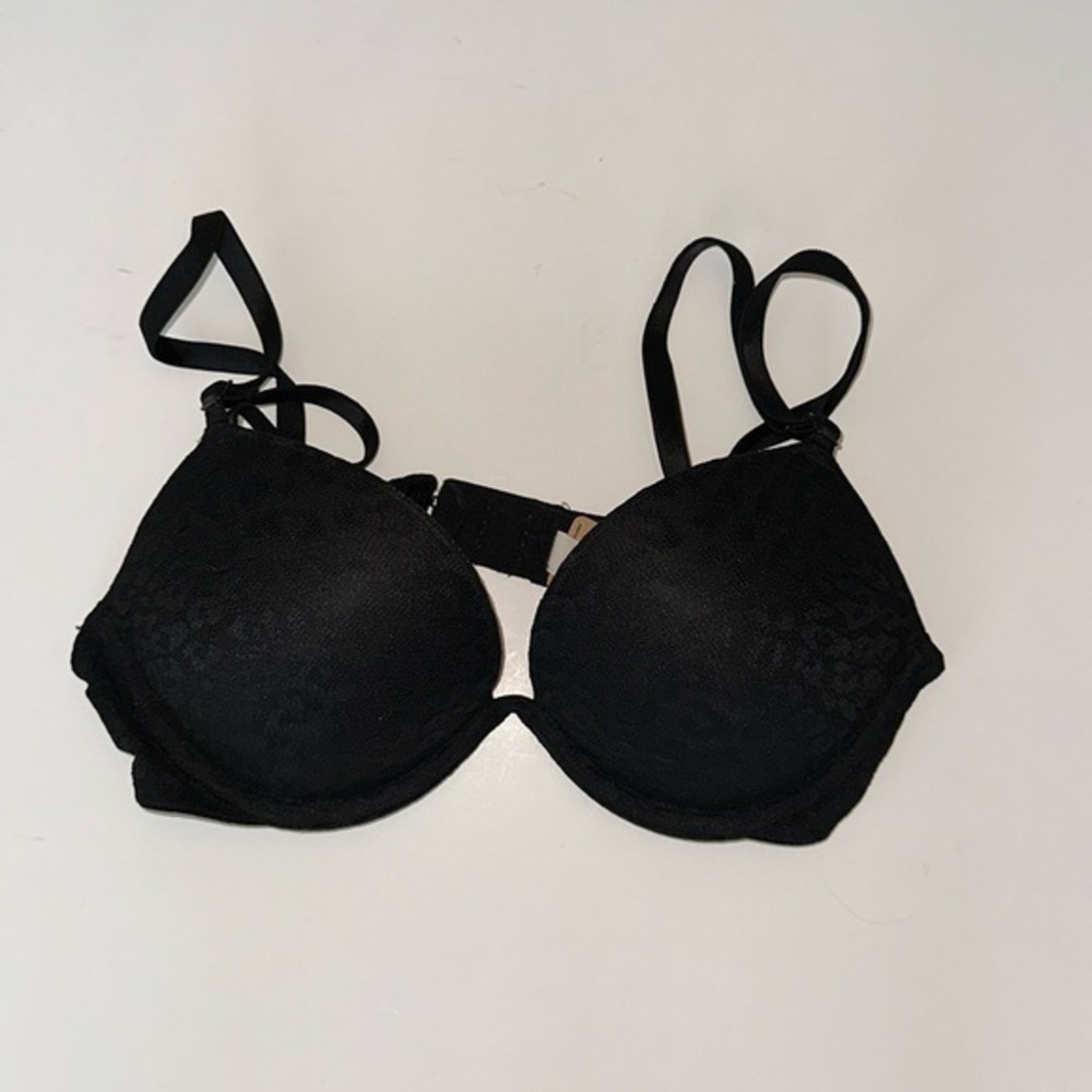 NWT PINK Victoria’s Secret Wear Everywhere Black lace Super Push-up Bra Sz 32B